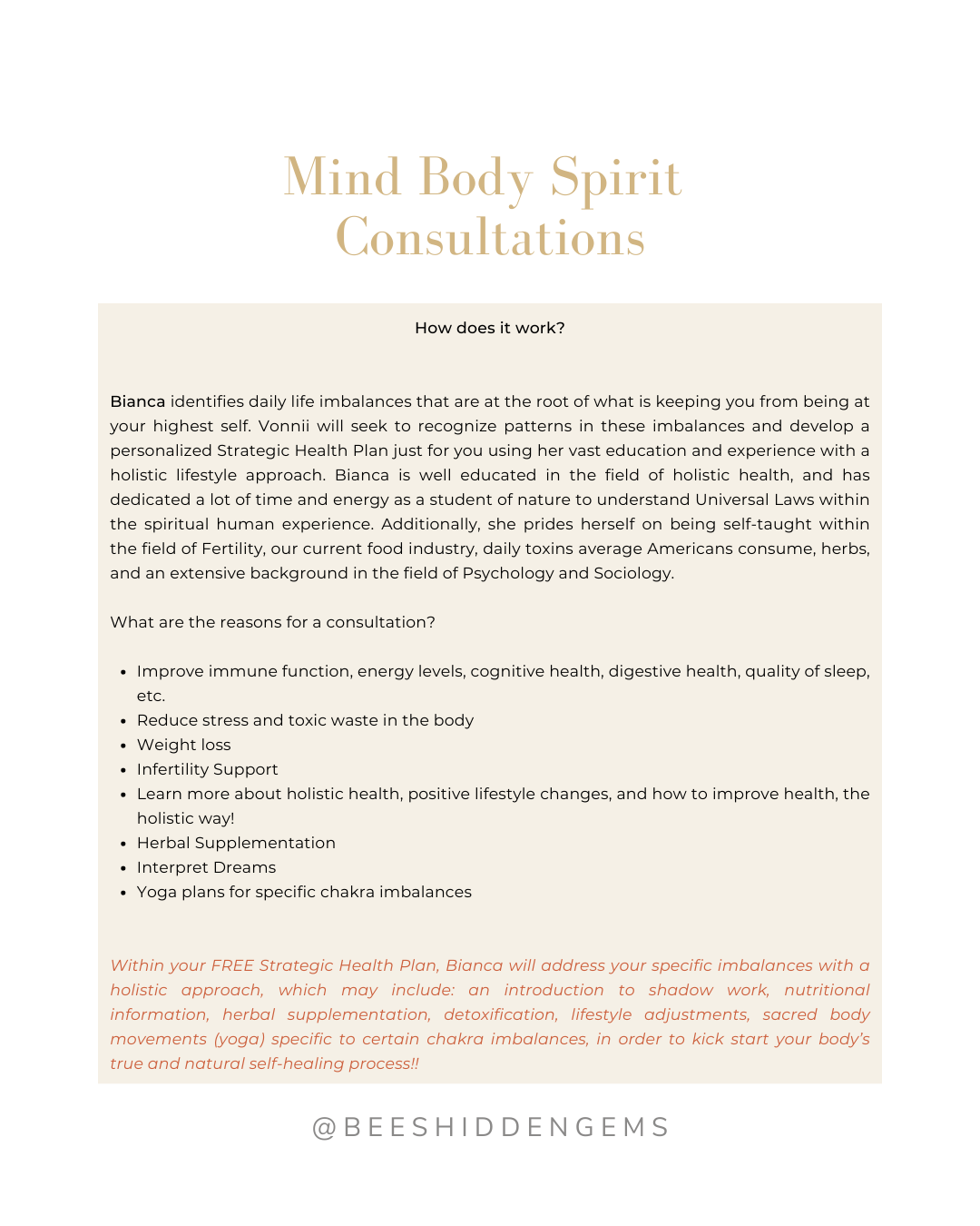 Mind, Body, Spirit Consultation