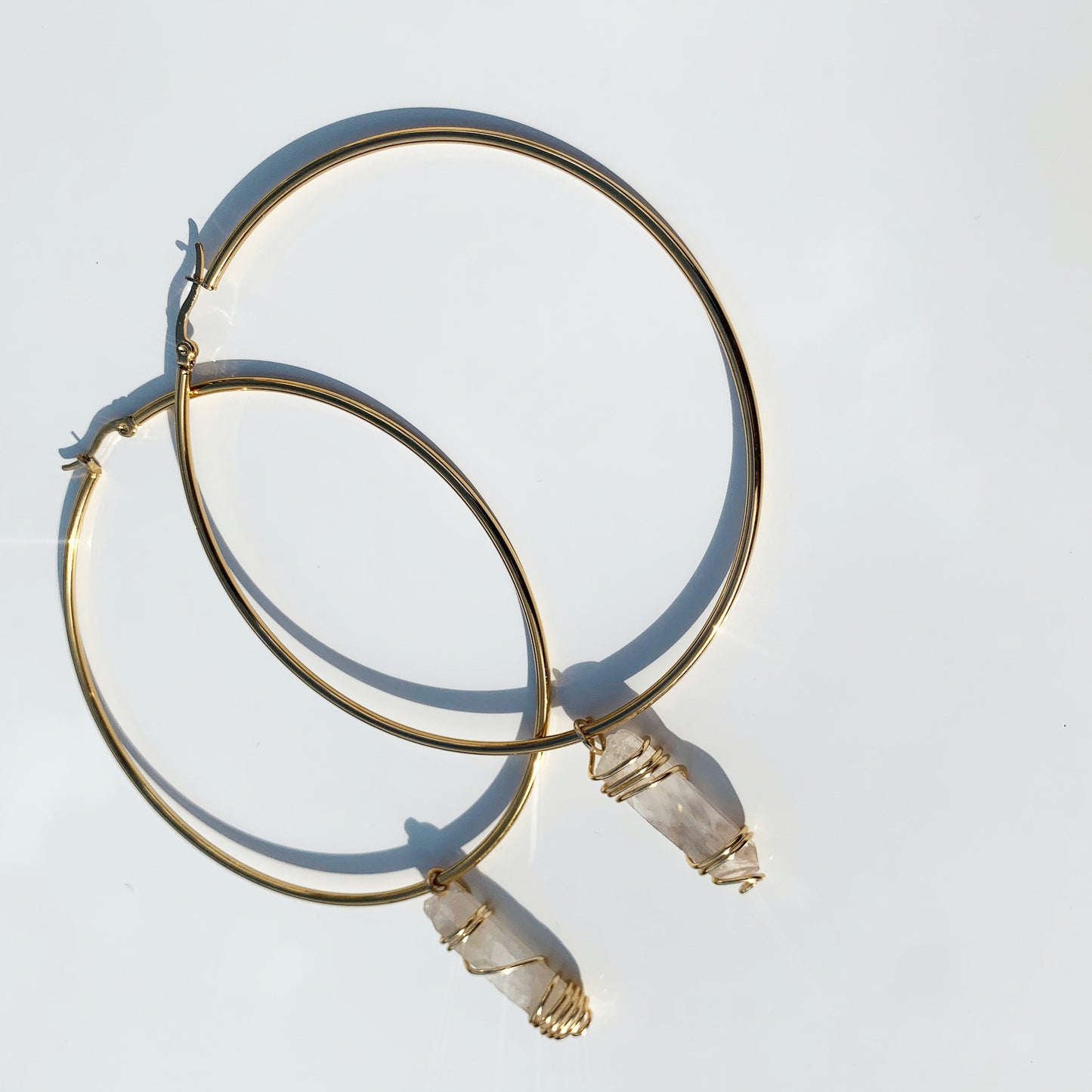 Clear Quartz Hoop Earrings